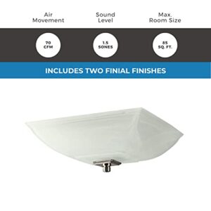 Lift Bridge Kitchen & Bath Decorative Square 70CFM Ceiling Bath Fan with Light and Glass Globe, Brushed Nickel or Oil Rubbed Bronze, Requires 8.11" opening, (DSQR70BNOR-2022)