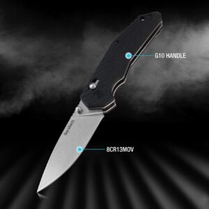 DURATECH Folding Pocket Knife, EDC Pocket Knife with Stainless Steel Blade, G10 Handle Folding Knives, Drop Point Blade, Carry Pocket Clip