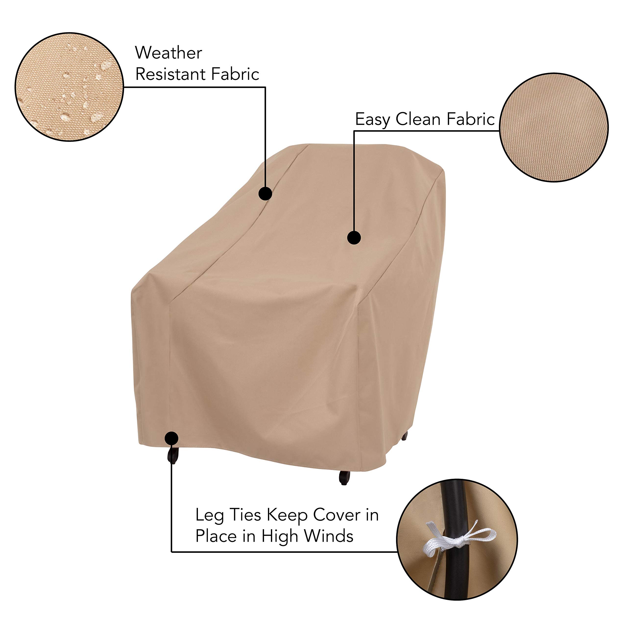 Modern Leisure Outdoor Chair Cover - Weather-Resistant Fabric - Furniture Protection Perfect for Patio, Deck, and Porch - 33" L x 34" W x 31" H - Kahki - 2-Pack