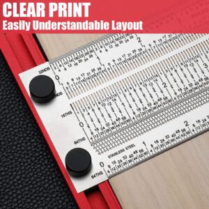 4 Pieces Precision Marking T Rule Set T Square Precision Marking T Rule Includes Compatible Pencil with 0.3 mm Mechanical Pencil Refill for Woodworking(6 Inch, 12 Inch)