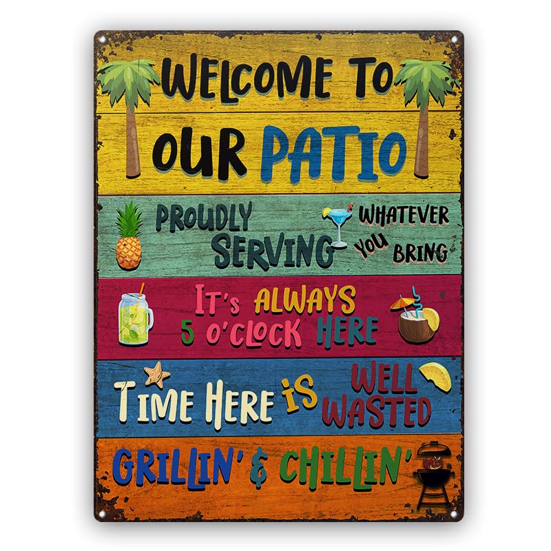 Wander Prints Welcome patio Sign - Birthday Gift for men, women, Christmas Gifts For new home Friends, Neighbor - Classic Metal Signs