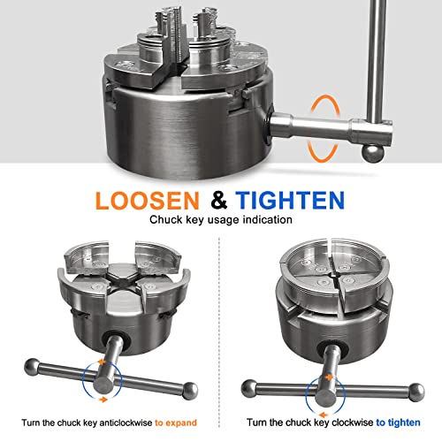 4 Inch Wood Lathe Chuck Set 1" x 8 tpi, Self Centering 4 Jaw Wood Turning Chuck 5pc (4 jaw chuck set 5pc)