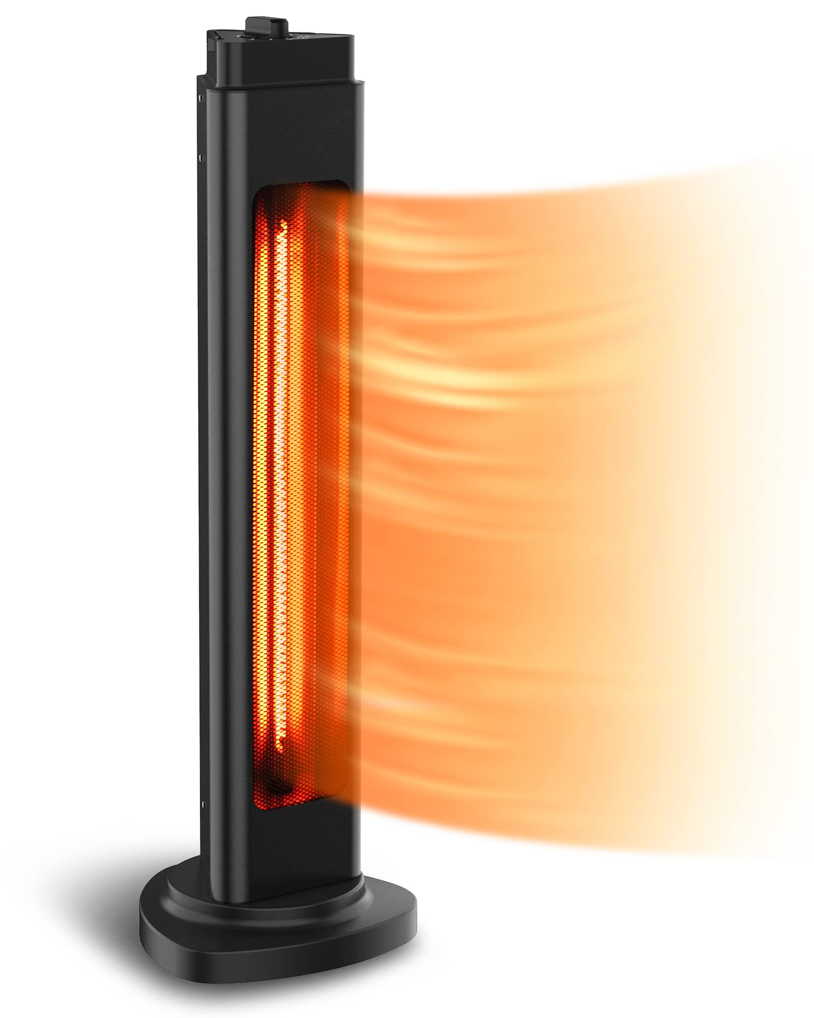 Electric Patio Heater, 1500W Outdoor Infrared Standing Heater with 90° Wide Oscillation, V0 Flame Retardant Material, Super Quiet Space Tower Heater, Ideal for Terrace Balcony Courtyard