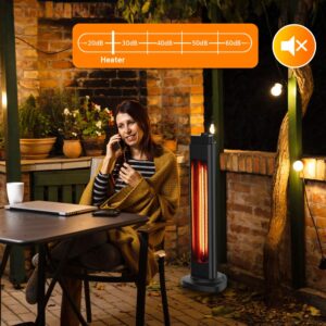 Electric Patio Heater, 1500W Outdoor Infrared Standing Heater with 90° Wide Oscillation, V0 Flame Retardant Material, Super Quiet Space Tower Heater, Ideal for Terrace Balcony Courtyard