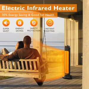 Electric Patio Heater, 1500W Outdoor Infrared Standing Heater with 90° Wide Oscillation, V0 Flame Retardant Material, Super Quiet Space Tower Heater, Ideal for Terrace Balcony Courtyard