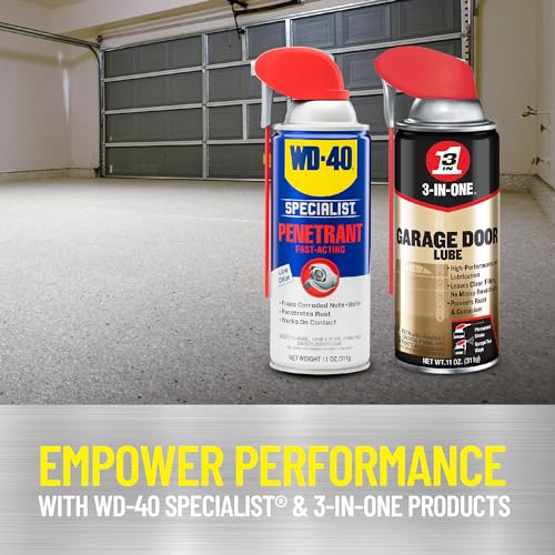 WD-40 Specialist Penetrant & 3-IN-ONE Garage Door Lube Combo Pack, Smart Straw Sprays 2 Ways, Fast-acting penetrant, Quick-drying garage lubricant, Penetrant and Garage Door Lube 11oz cans (Pack of 2)