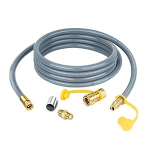 skyflame 1/2" id natural gas conversion hose kit (12ft) with quick connect/disconnect fittings for bbq, grill, fire pit, pizza oven, patio heater and more ng appliance, 50k btu