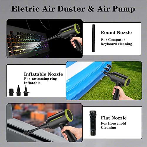 ATEngeus Compressed Air Duster, Multi-Use Electric Air Duster for Computer Keyboard Cleaning, Dust, Hairs, 2 Speed, 40000RPM Air Blower & Air Pump, Reusable Duster Replaces Compressed Air Cans…