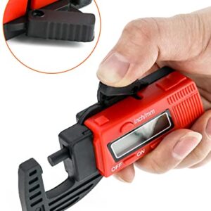 QWORK Thickness Gauge Measuring Tool, 0-12 mm (0.5") Digital Thickness Caliper Micrometer, Red