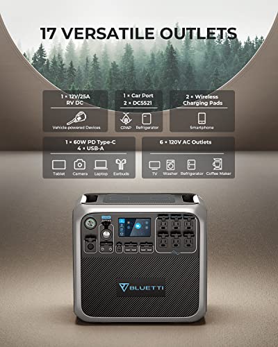 BLUETTI Solar Generator AC200P with 3 PV200 Solar Panels Included, 2000Wh Portable Power Station w/ 6 2000W AC Outlets, LiFePO4 Battery Pack Solar Powered Generator for Home Use, Trip, Power Outage