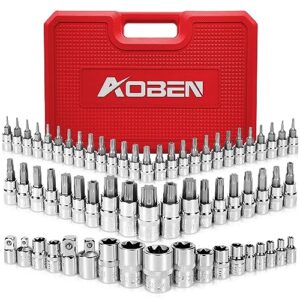 aoben 64pcs master torx bit socket and external torx socket set, 1/4, 3/8, 1/2-inch(e4-e24, t6-t70,tt6-tt70,tp8-tp60), s2 and cr-v steel, includes socket adapters