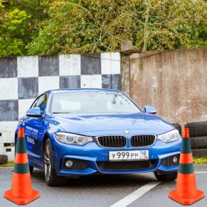 28 inch Collapsible Traffic Cones, 2 Pack Parking Cones| Safety Cones| Road Cones, Orange Cones with Reflective Collars, Pop up Construction Cones for Parking Lot & Driving Practice