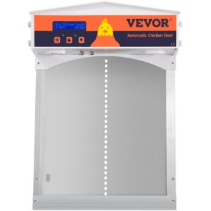 VEVOR Automatic Chicken Coop Door Chicken Door with Timer and Light Sensor Battery Powered Auto Door Opener of Full Aluminum Predator-Proof for Chicken Duck with Protection Mode Gray