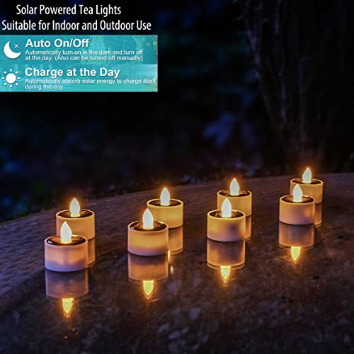 Solar Hanging Lantern, Outdoor Candle Chandelier with 8pcs Solar Powered Tea Lights in Matt Black Finished Metal Candle Holders Perfect for Home, Garden, Backyard, Pergola, Gazebo, Tree, Window Decor