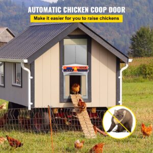 VEVOR Automatic Chicken Coop Door Chicken Door with Timer and Light Sensor Battery Powered Auto Door Opener of Full Aluminum Predator-Proof for Chicken Duck with Protection Mode Gray