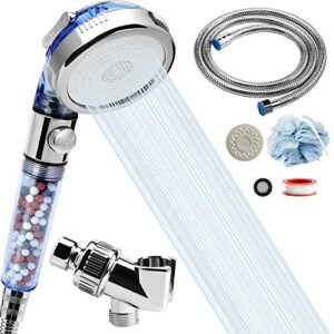 REHAVE Filtered Shower Head with Handheld, 59 inches Expandable Shower Hose Extra Long for Bathing Toilet Cleaning, Leakproof Flexible Shower Hose Extension for shower head, High Pressure Shower Head