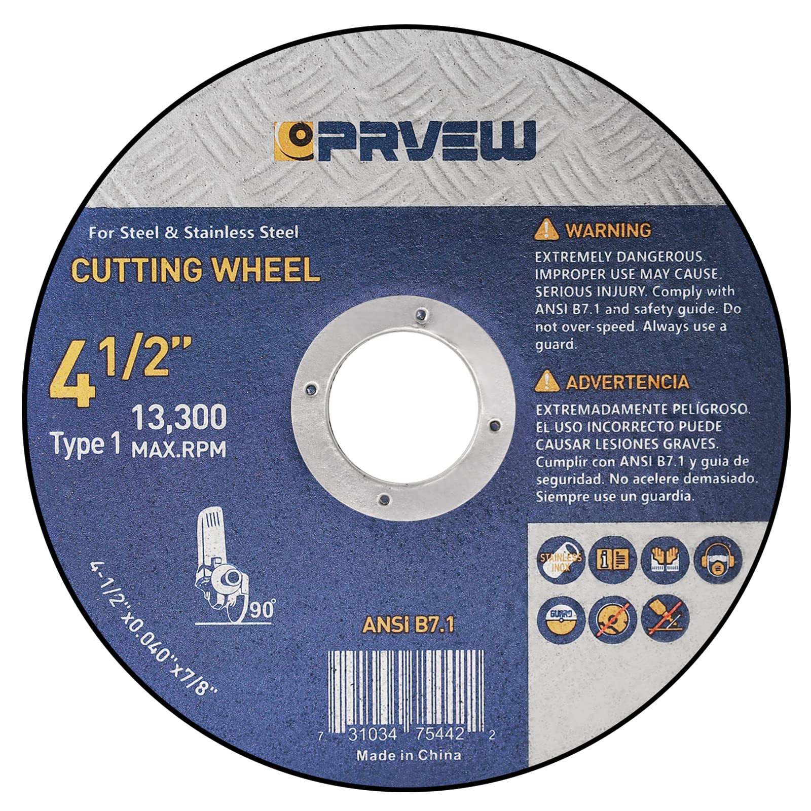 PRVEW 60-Pack Cut Off Wheels 4 1/2 Inch,4.5"x0.04"x7/8"Angle Grinder Cutting Wheel Cutting Disc,4.5 Inch Cut Off Wheel for Metal&Stainless Steel, Grinder Wheels for General Purpose Metal Cutting