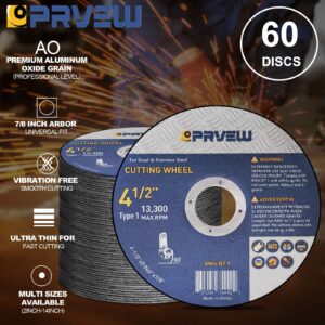 PRVEW 60-Pack Cut Off Wheels 4 1/2 Inch,4.5"x0.04"x7/8"Angle Grinder Cutting Wheel Cutting Disc,4.5 Inch Cut Off Wheel for Metal&Stainless Steel, Grinder Wheels for General Purpose Metal Cutting