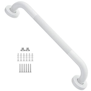 16 inch anti slip shower grab bar oil rubbed white, munzong bathroom grab bar, knurled bathroom balance bar,safety hand rail support handicap elderly injury senior assist bath handle