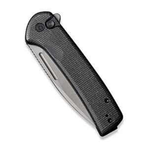 CIVIVI Pocket Knife for EDC, Conspirator Button Lock Folding Knife 3.48" Nitro-V Blade, Black Micarta Handle C21006-1