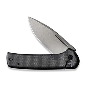 CIVIVI Pocket Knife for EDC, Conspirator Button Lock Folding Knife 3.48" Nitro-V Blade, Black Micarta Handle C21006-1