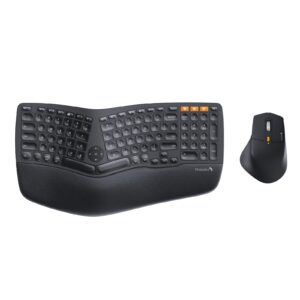 protoarc ergonomic wireless keyboard mouse, ekm01 ergo bluetooth keyboard and mouse combo, split design, palm rest, multi-device, rechargeable, windows/mac/android (black)