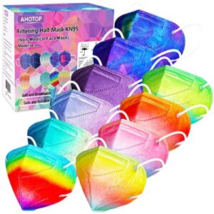 kn95 face masks, 60 pack individually wrapped kn95 masks, 5 layer colorful face mask for adults women men