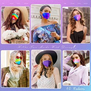 KN95 Face Masks, 60 Pack Individually Wrapped KN95 Masks, 5 layer Colorful Face Mask for Adults Women Men