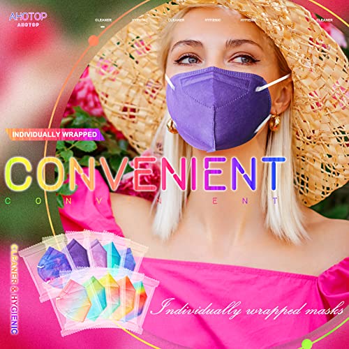 KN95 Face Masks, 60 Pack Individually Wrapped KN95 Masks, 5 layer Colorful Face Mask for Adults Women Men