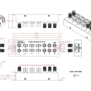 Wired Banana Jack and Power Pole 10 Outlet DC Power Distribution Strip Box