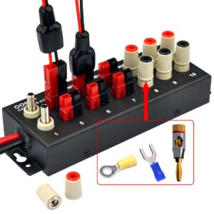 Wired Banana Jack and Power Pole 10 Outlet DC Power Distribution Strip Box