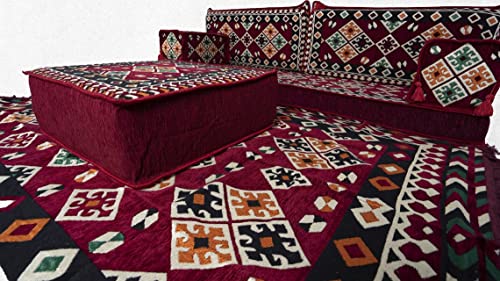 Maroon Arabic Majlis Floor sofa, Floor couch, Loveseats,Floor seating sofa,Ethnic sofa, Hookah Lounge,Ottoman Couch,Arabic Couch,Arabic sofa