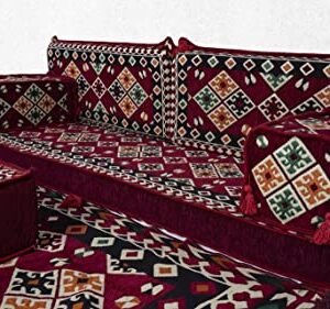 Maroon Arabic Majlis Floor sofa, Floor couch, Loveseats,Floor seating sofa,Ethnic sofa, Hookah Lounge,Ottoman Couch,Arabic Couch,Arabic sofa