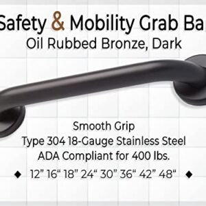 Grab Bar for Bathtub Shower - Stairs Bed Toilet Bathroom / Stand Assist & Safety Handrail / 304 Stainless Steel / Smooth / Oil Rubbed Bronze / 36"