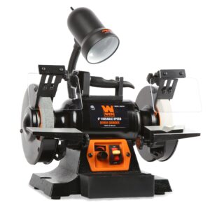 wen bg625v 2.5-amp 6-inch variable speed bench grinder with flexible work light , black
