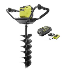 ryobi 40v hp brushless cordless earth auger with 8 in. bit with 4.0 ah battery and charger