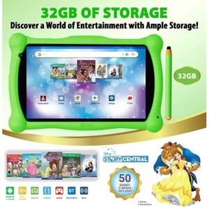 Contixo 7 inch Kids Learning Tablet, Bluetooth Kids Wireless Headphone and Tablet Bag Bundle with with Teacher Approved apps and Parent Control - Green Set