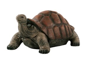 xbrand 28" l brown and black concrete/mgo walking tortoise statue, indoor or outdoor décor, garden sculptures, turtle garden statue