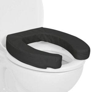 vive toilet seat cushion (soft cushioned foam) - easy clean soft padded bathroom attachment - elongated, standard seats - comfort and support donut for handicap, adults (2" cushioned foam, black)