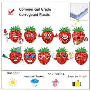 Large Size Strawberry Party Decorations - Fruit Themed Party Yard Signs - 10Pcs Strawberry Decor for Garden/Patio/Lawn/Festive Atmosphere/Birthday Themed Party.