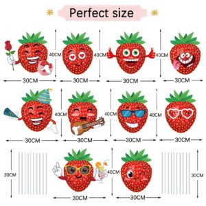 Large Size Strawberry Party Decorations - Fruit Themed Party Yard Signs - 10Pcs Strawberry Decor for Garden/Patio/Lawn/Festive Atmosphere/Birthday Themed Party.