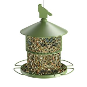 outdoors hanging metal bird feeder: digipettor 4 lbs large capacity mesh squirrel-proof wild bird seed feeder for garden yard outdoors decoration, green