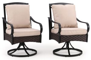 mfstudio patio dining chairs set of 2,outdoor metal swivel chairs with removable cushions,patio rattan wicker decoration chairs for backyard,balcony,porch,garden
