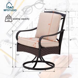 MFSTUDIO Patio Dining Chairs Set of 2,Outdoor Metal Swivel Chairs with Removable Cushions,Patio Rattan Wicker Decoration Chairs for Backyard,Balcony,Porch,Garden