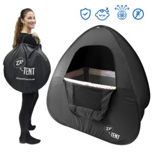 EasyGo Product ZZZ PlayPen Sleeping Canopy Cover Instant Tent – Great at Home and Travelling - Compatible with Pack n Play, Baby Bjorn & Lotus Travel Crib & Other Portable and Patented - Black