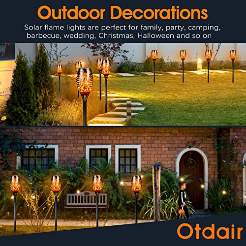 Otdair Solar Torch Lights with Flickering Flame, 12LED Tiki Torch Solar Lights Outdoor, IP65 Waterproof Mini Solar Torch Light Auto On/Off for Garden, Patio, Yard, Pathway, 8 Packs