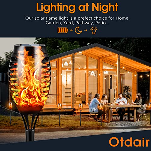 Otdair Solar Torch Lights with Flickering Flame, 12LED Tiki Torch Solar Lights Outdoor, IP65 Waterproof Mini Solar Torch Light Auto On/Off for Garden, Patio, Yard, Pathway, 8 Packs