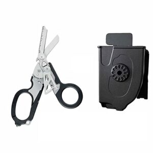 baolin 6-in-1 raptor emergency response shears with tape cutter and glass breaker, black, with utility holster (2)