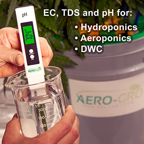 AERO-GRO Digital 4-in-1 Water Quality Testing Kit - High Accuracy Digital pH/TDS/EC/Temp Pen Set Perfect for Hydroponics, Pools, Koi Ponds, Drinking Water, Wine/Beer Making, Hot Tub, Spa, Aquarium