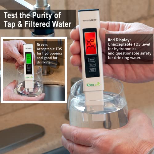 AERO-GRO Digital 4-in-1 Water Quality Testing Kit - High Accuracy Digital pH/TDS/EC/Temp Pen Set Perfect for Hydroponics, Pools, Koi Ponds, Drinking Water, Wine/Beer Making, Hot Tub, Spa, Aquarium